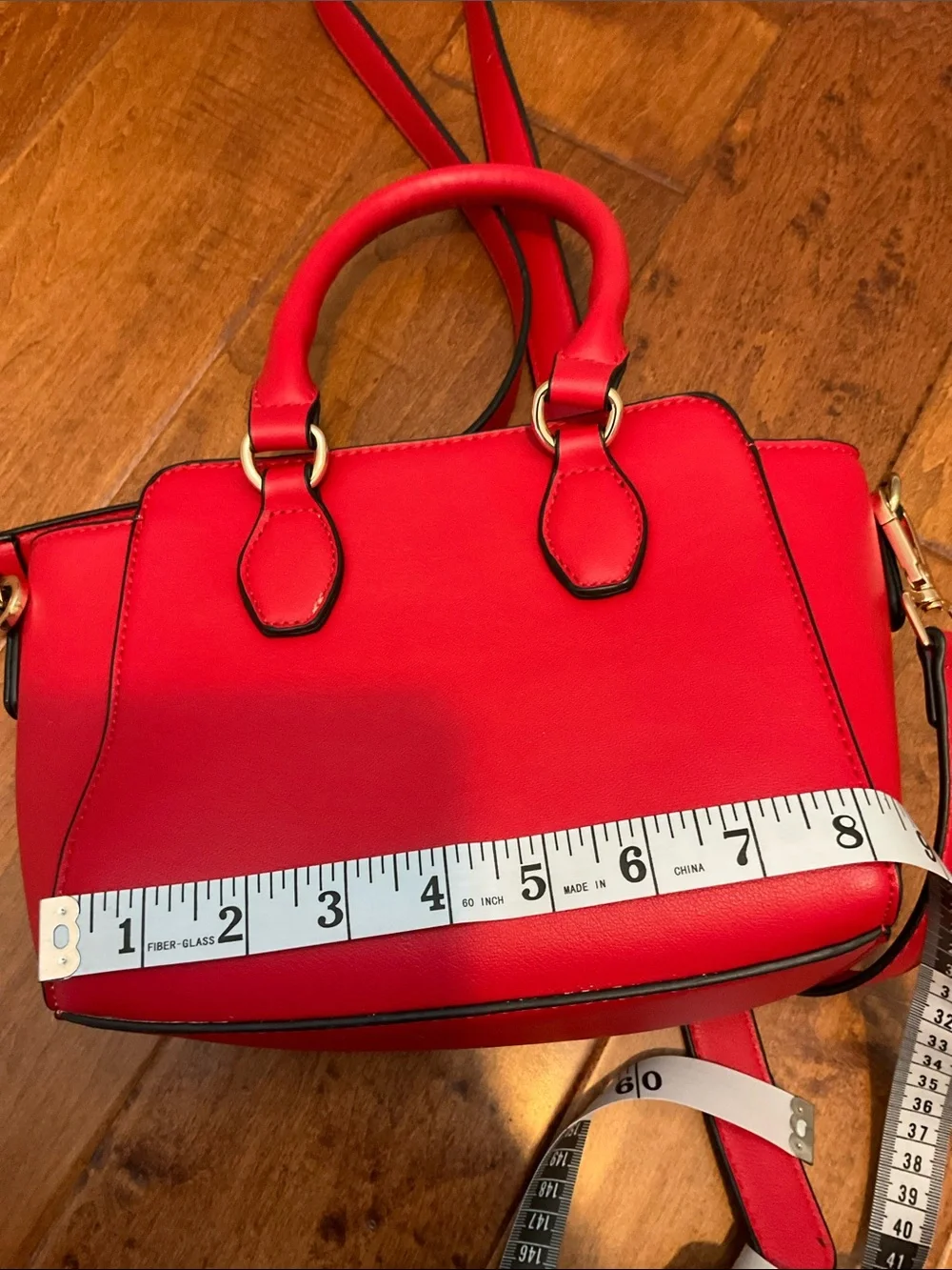 Red Structured Satchel Crossbody Bag - Women's Handbag